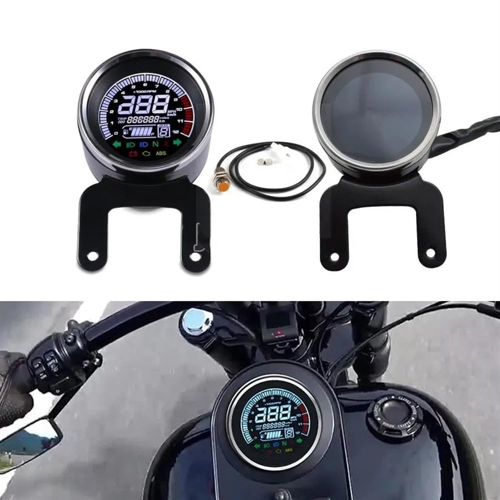 Odómetro Digital Odómetro Digital para Motocicleta, Velocímetro, Tacómetro Medidor Temperatura Y Combustible, Medidor De Nivel Motocicleta para 12V