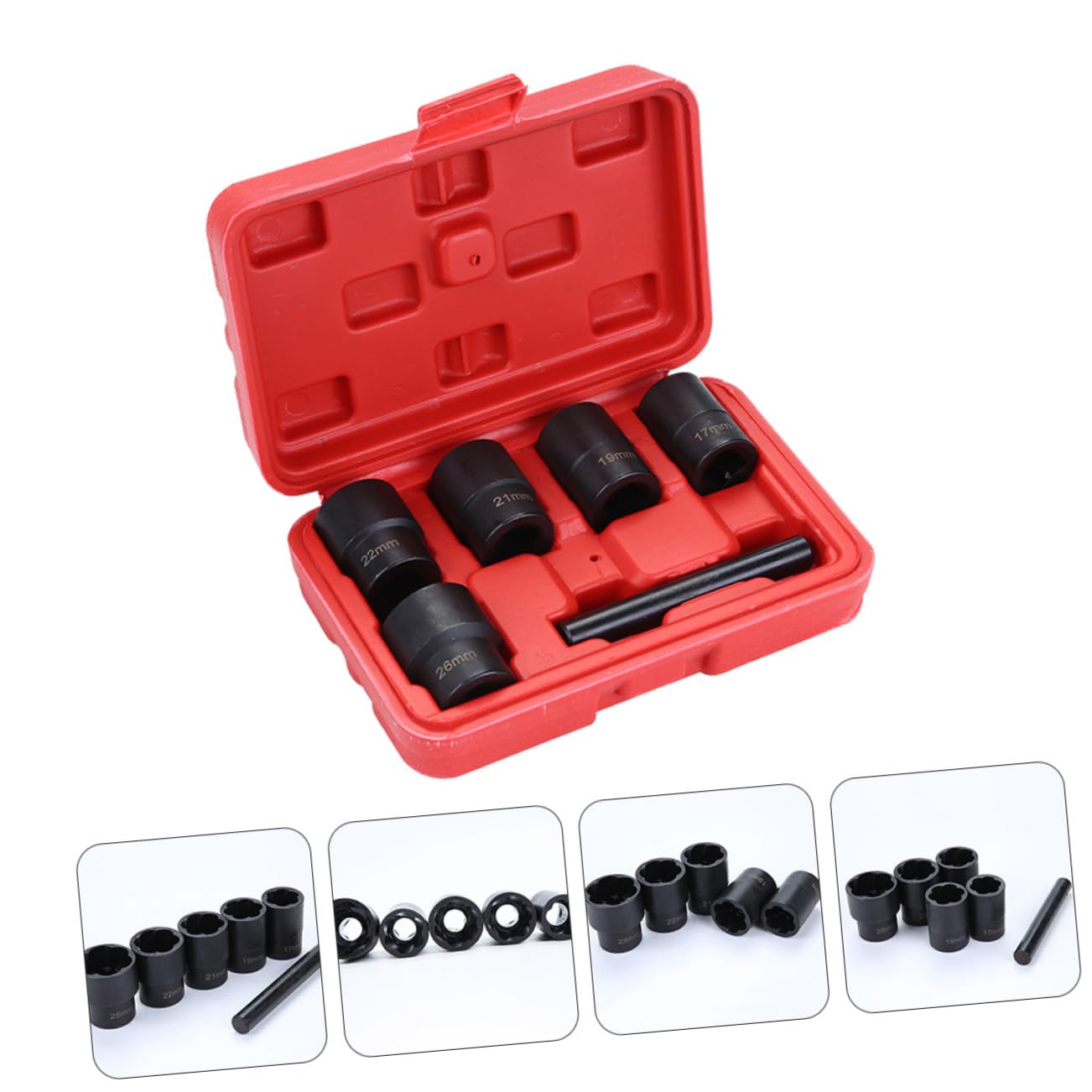 Juego de 6 Llaves de Vaso Antideslizantes para Tuercas, para extraer Pernos oxidados y dañados, Kit de Herramientas de reparación mecánica duraderas para extraer 17 Pernos.