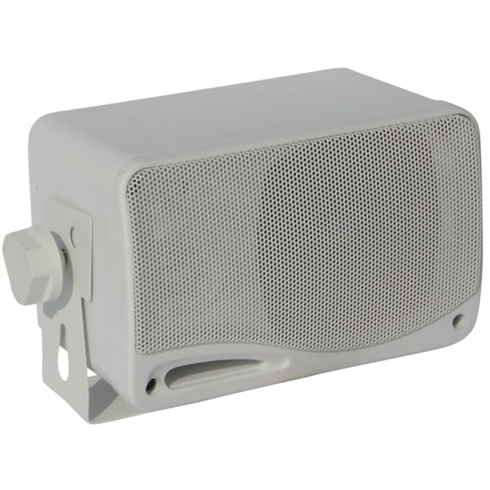 KIT Set pour Pyle PLMR24 2 Enceintes d'écoute universelles, Blanches, étanches, 200 Watts rms et 400 Watts Max, pour Plage, Bar, Restaurant, Bateau, annexe, par Paire + Supports et câbles offerts