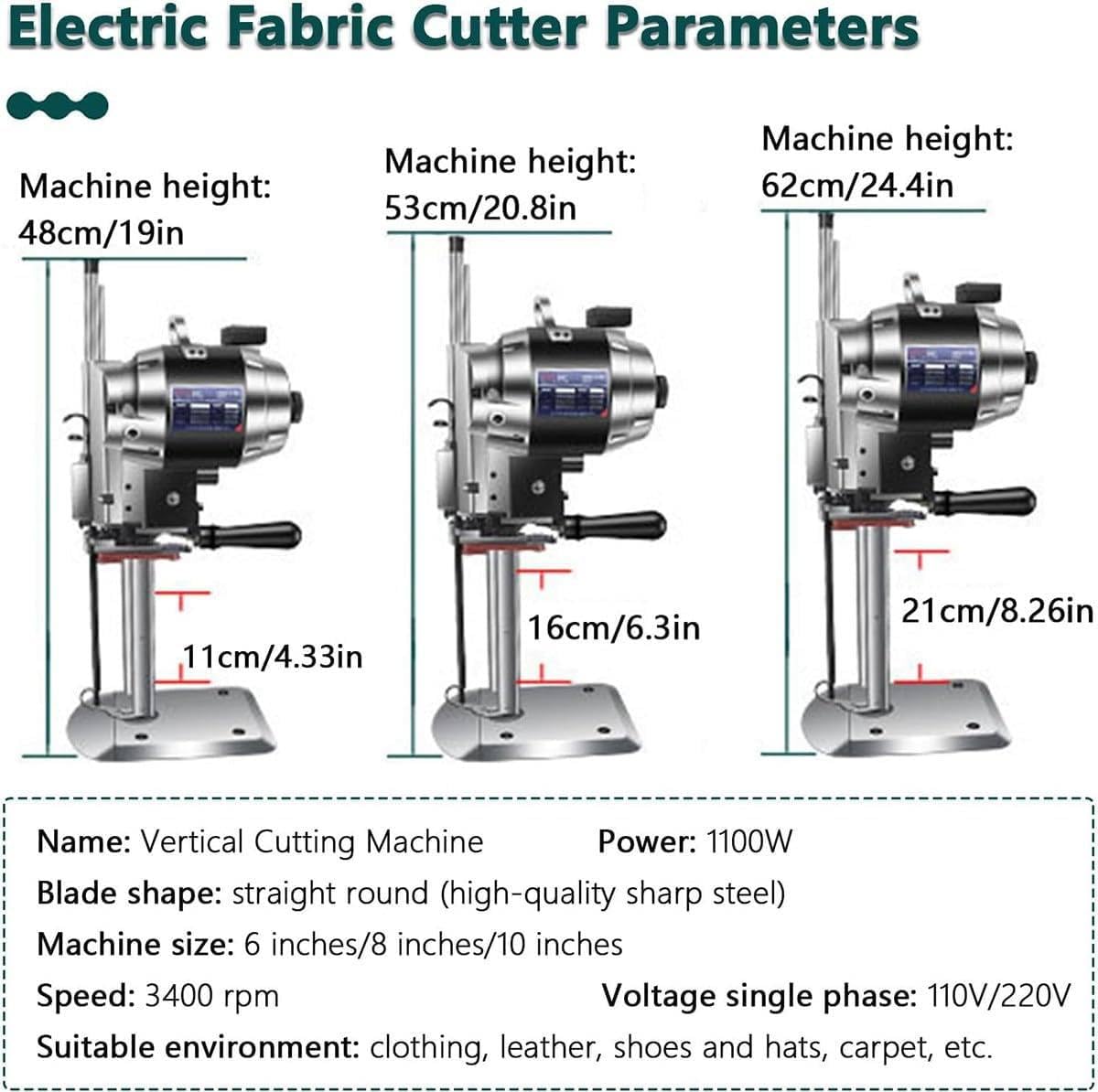 Machine De Découpe électrique, Coupe-Tissu à Lame Droite Verticale 1100w, Ciseaux électrique avec Fonction D'affûtage Et Lumière LED, pour Tissu, Carton, Cuir, Tapis, Plastique,10in