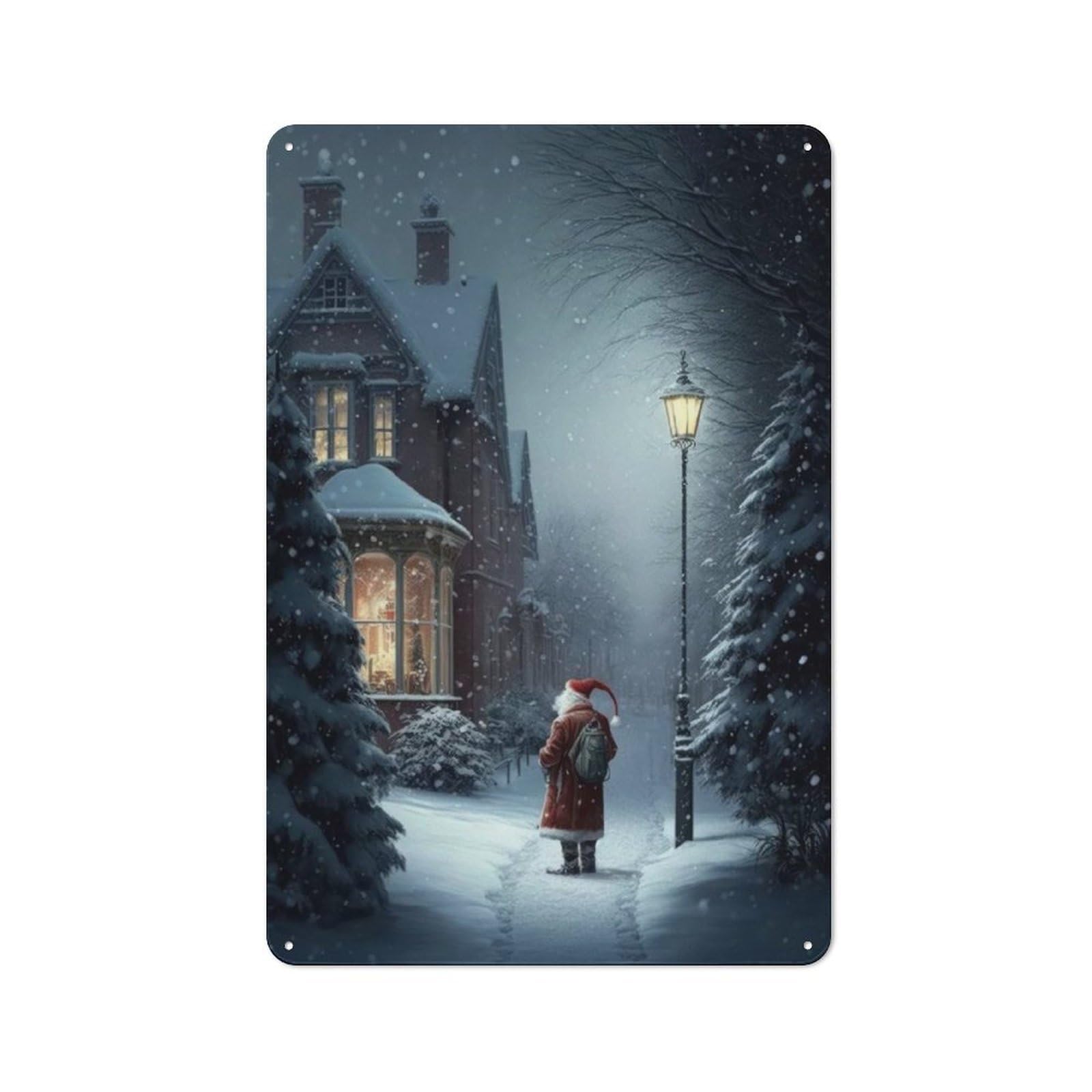 Junmoney Santa Claus V Vintage Tin Sign 30X20cm With For Home Office Or Studio, Winter Wall Decor For Creative Workspace Decorators