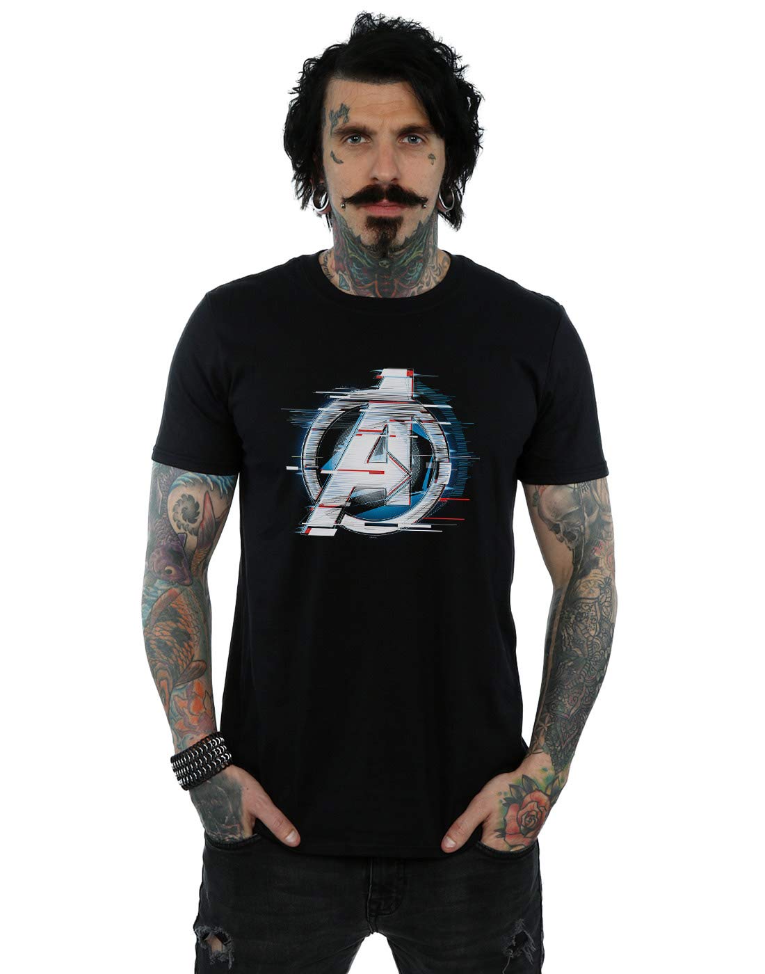 Absolute Cult Men's Black Marvel Avengers Endgame Team Tech Logo T-Shirt XXXXX-Large