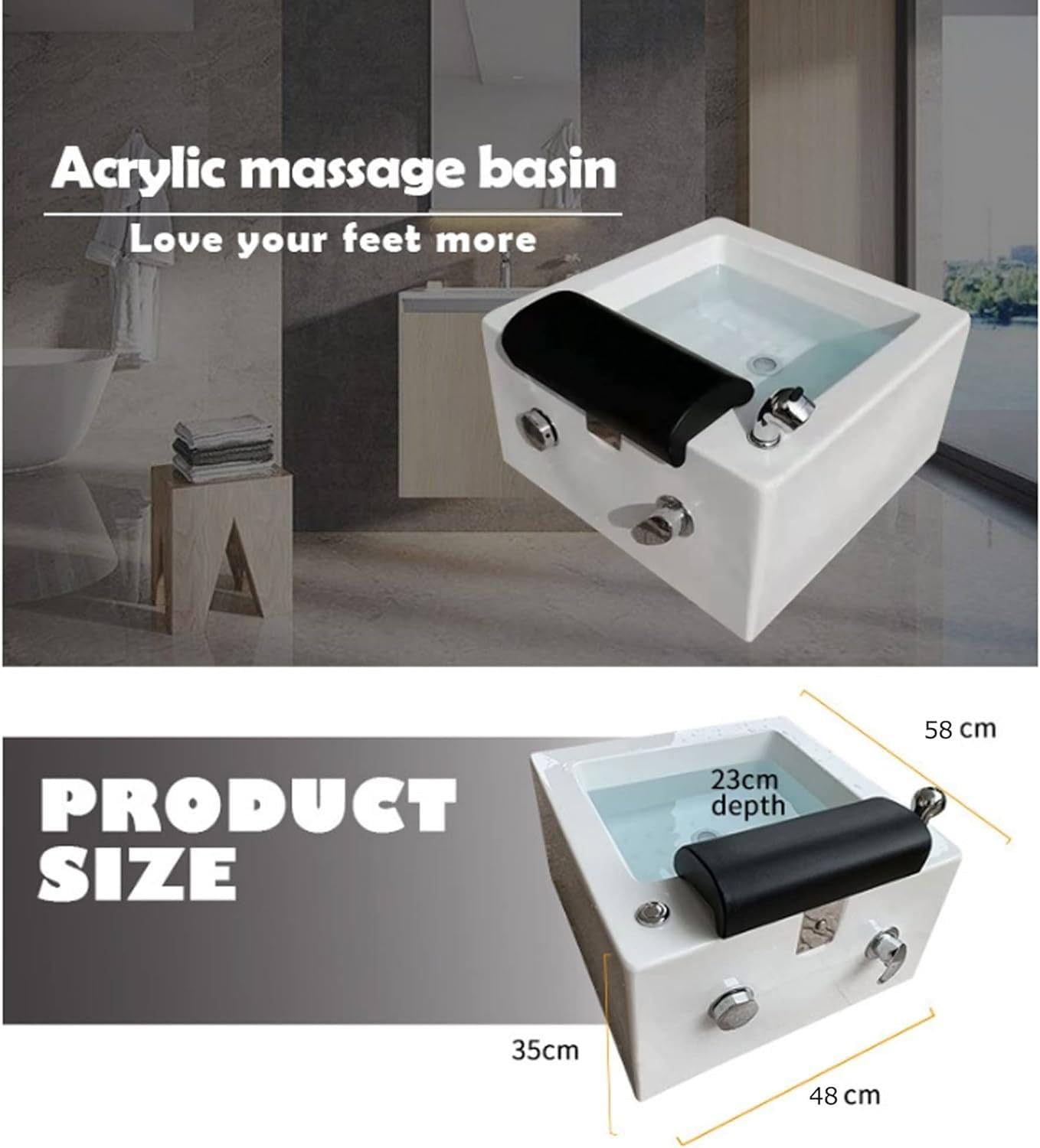 Przenośna wanna spa dla stóp, miska spa do pedicure, akrylowa kąpiel stóp do domu i salonu, relaksujące mycie do masażu stóp, prysznic stóp sprzęt spa