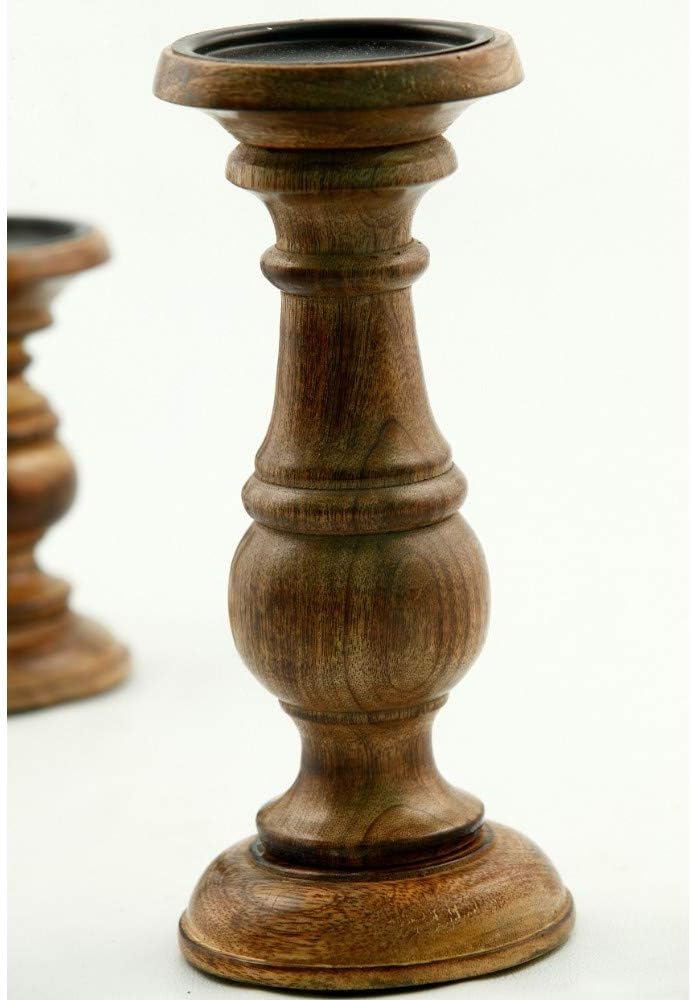 Benzara, Brown Natural Wooden Finish Pillar Shaped Candleholder, Set of 3 : Everything Else