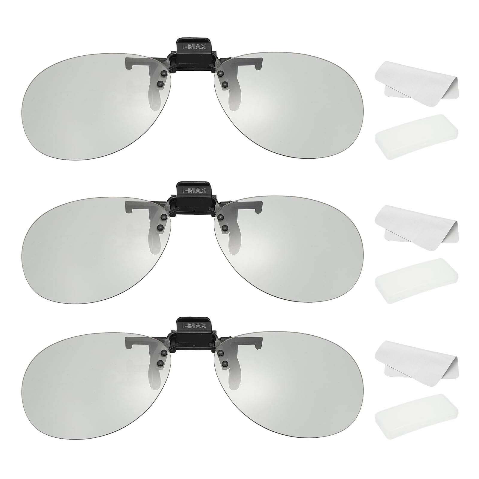 MECCANIXITY 2 Set Polarized Clip-on 3D Glasses, Passive Circular 3D Viewing Glasses Frames with Glass Case and Eyeglass Cloth for Image Maximum Movies Theater Games TV (Metal Clip)