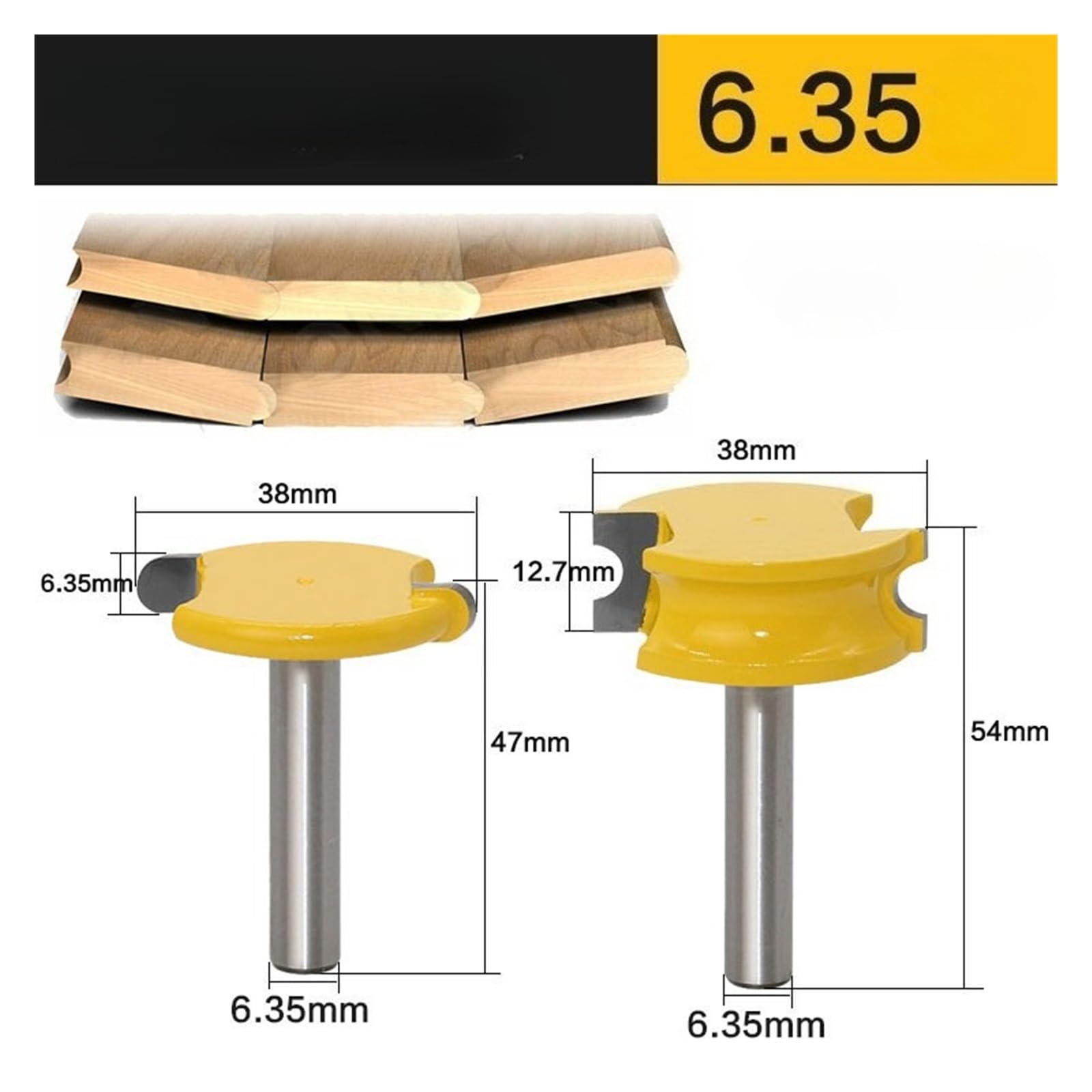 2 szt. Zestaw frezów z trzpieniem 8 mm do obróbki drewna stop kobaltu rzeźba w drewnie kajak flet koralik frez(6.35mm)