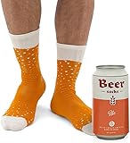 Luckies of London Calcetines divertidos para hombres, en lata de cerveza, Naranja, 41-45 EU (7-11 UK) Talla única Naranja