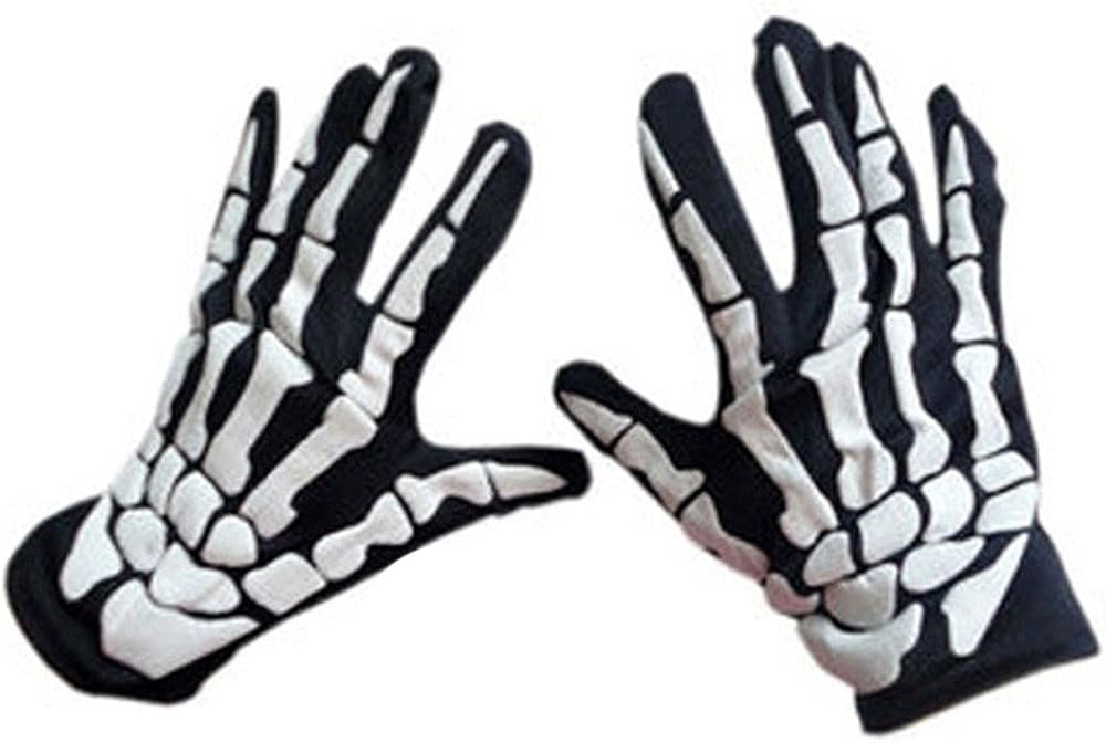 SHOBDW Guantes de esqueleto de Halloween guantes de hueso de huesos de cráneo guantes de dedo niños accesorios de Halloween y fiesta de disfraces de baile de Halloween