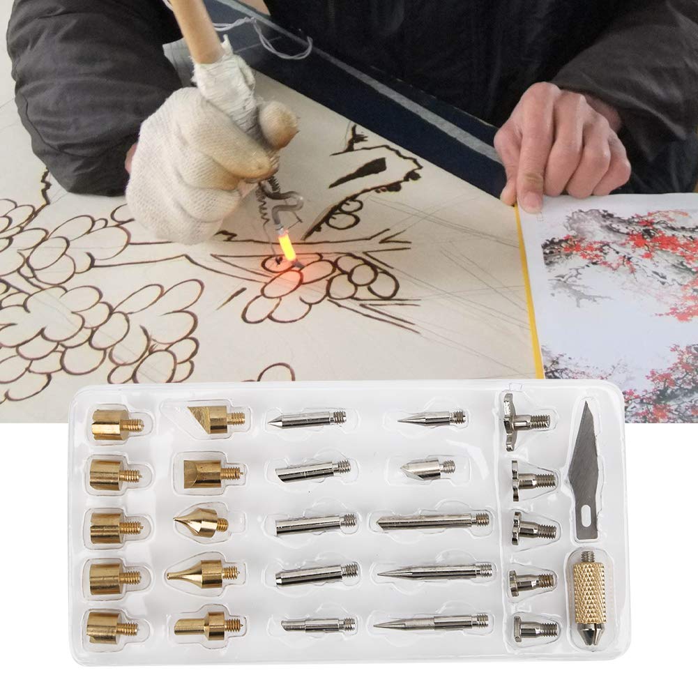 Mavaol 28 Piece Wood Burning Set, Copper and Iron Tips, High Heat, for Pyrography, Carving, Embossing, DIY Craft Enthusiasts