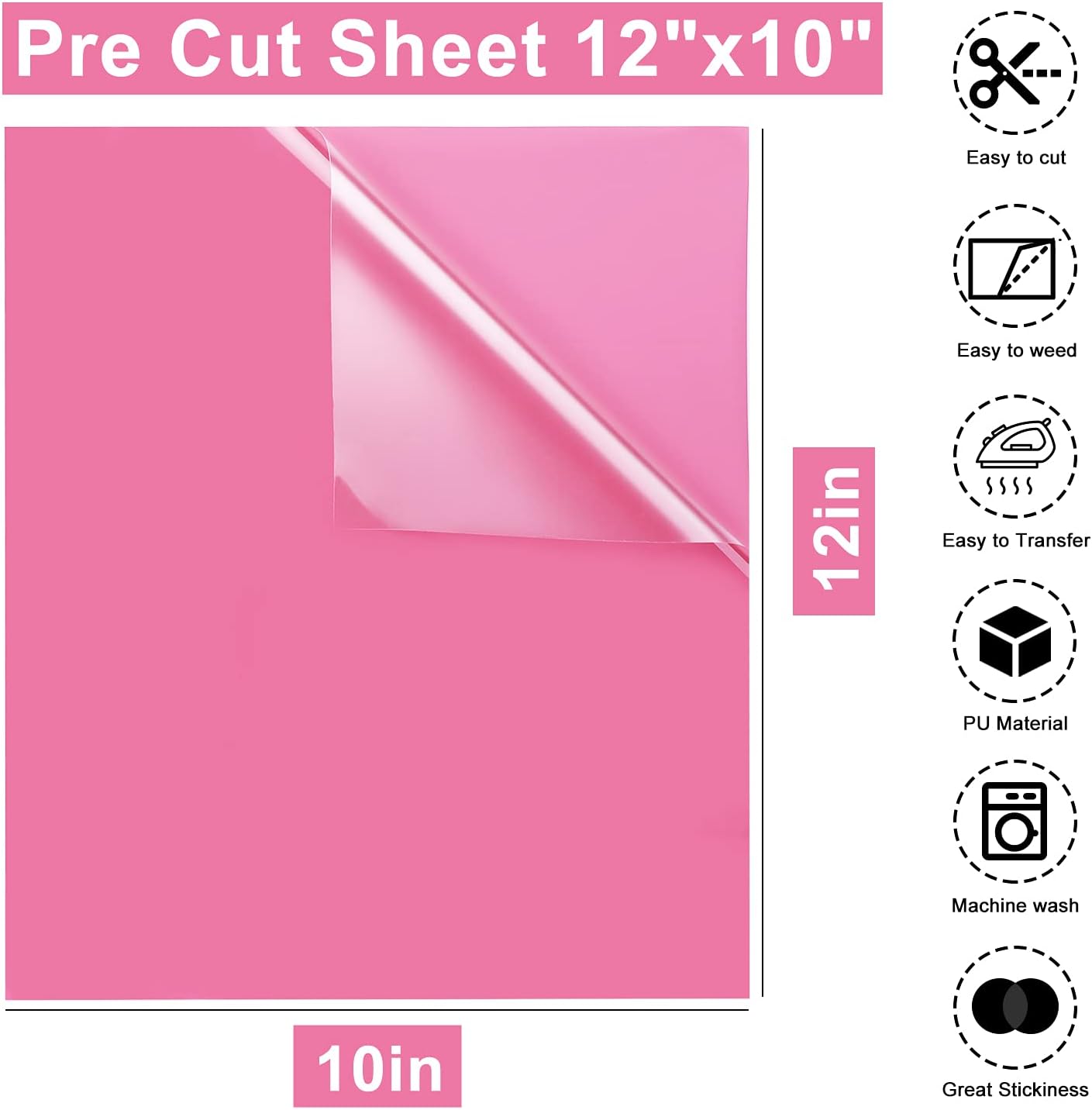 Lot De 12 Rouleaux De Vinyle Thermocollant Premium CAREGY 30x152cm 12 Couleurs Assorties