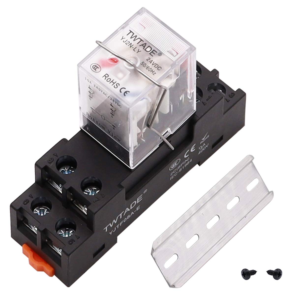 Relè Elettromagnetico 24V DC 8 Pin DPDT - TWTADE, 2NO 2NC, Con Base E Indicatore - Foto 3