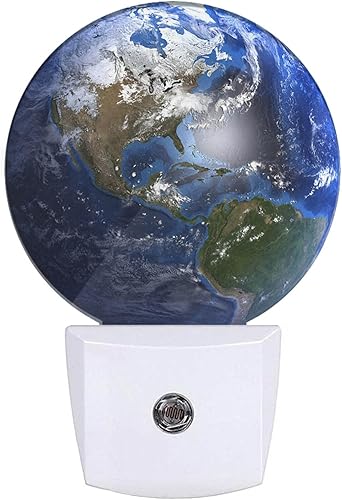 EKOBLA Lámpara de noche con diseño de la Tierra, planeta azul, océano, montaña, universo espacial, luces nocturnas, enchufables a la pared, sensor disponible en Yaxa Costa Rica