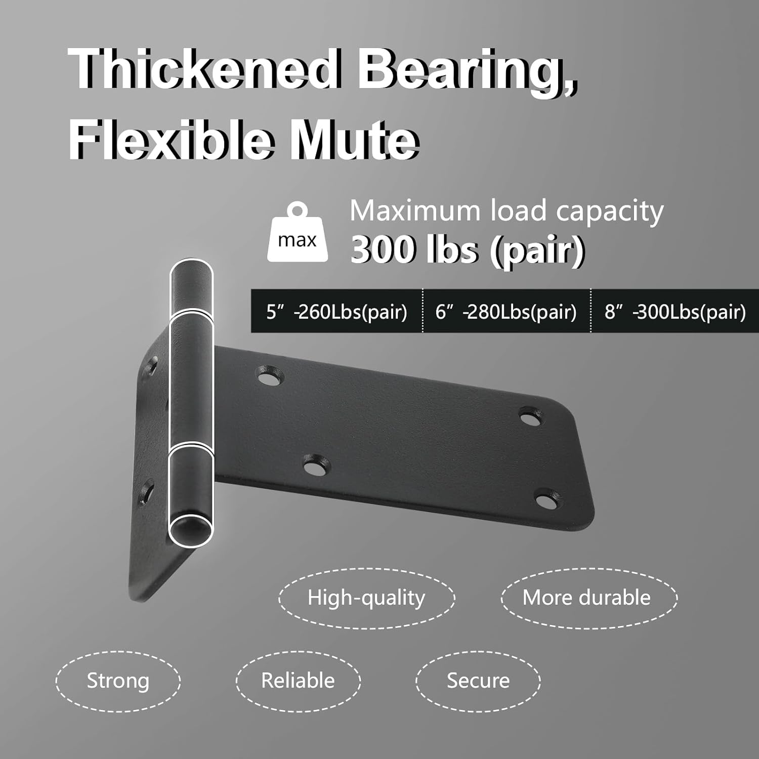 5" Door Hinges,260 Lbs Capacity Heavy Duty Gate Hinges,6 Pack T-Strap Shed Gate Hinges,Matte Black Hinges,Barn Door, Shed Doors, Rust-Resistant,Durable (5"- 6 pcs-Matte Black) -Patent Pending