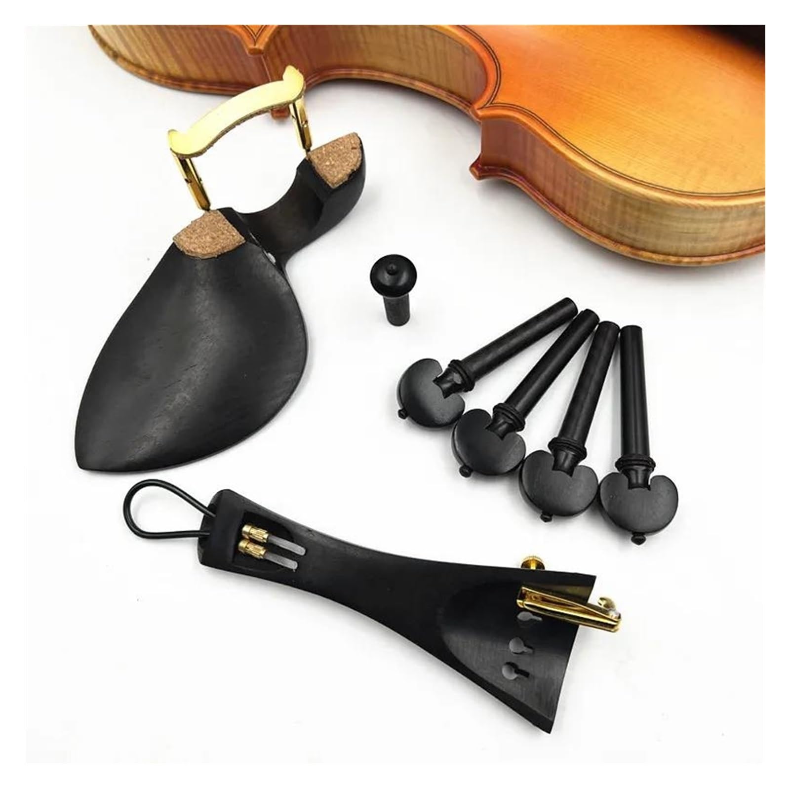 1 set 4/4 violino accessori in legno di ebano cordiera terminali mentoniera accordatore fine pezzi di ricambio per violino