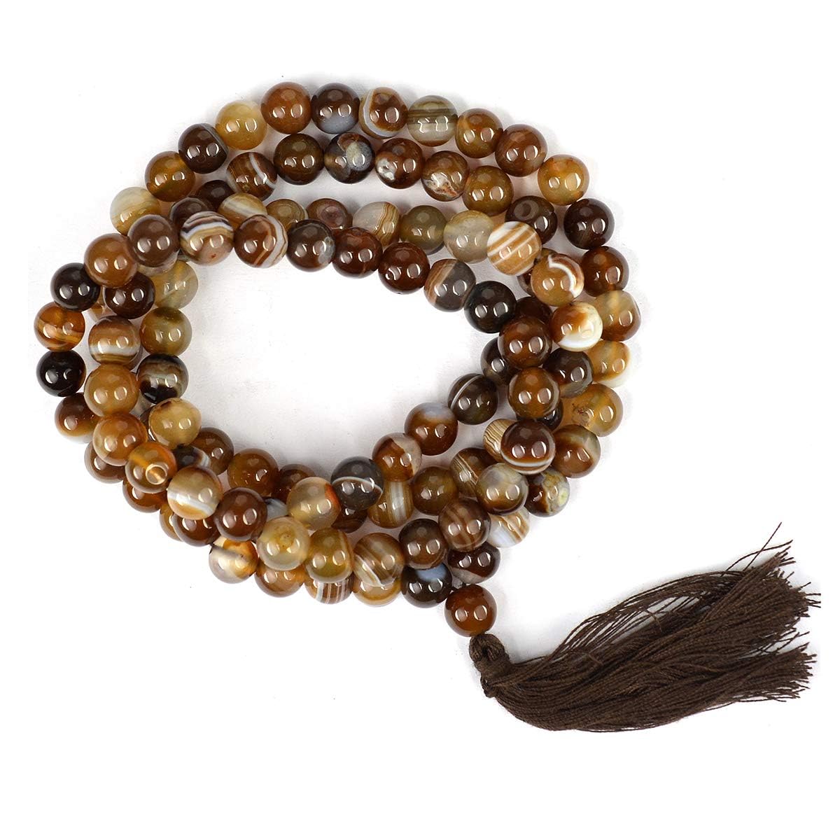 Crystu Natural Brown Botswana Agate Sulemani Hakik Mala Crystal Stone 8 mm 108 Beads Mala Necklace for Reiki Healing Stone for Unisex (B08W9LJNPN) Amazon Price History, Amazon Price Tracker