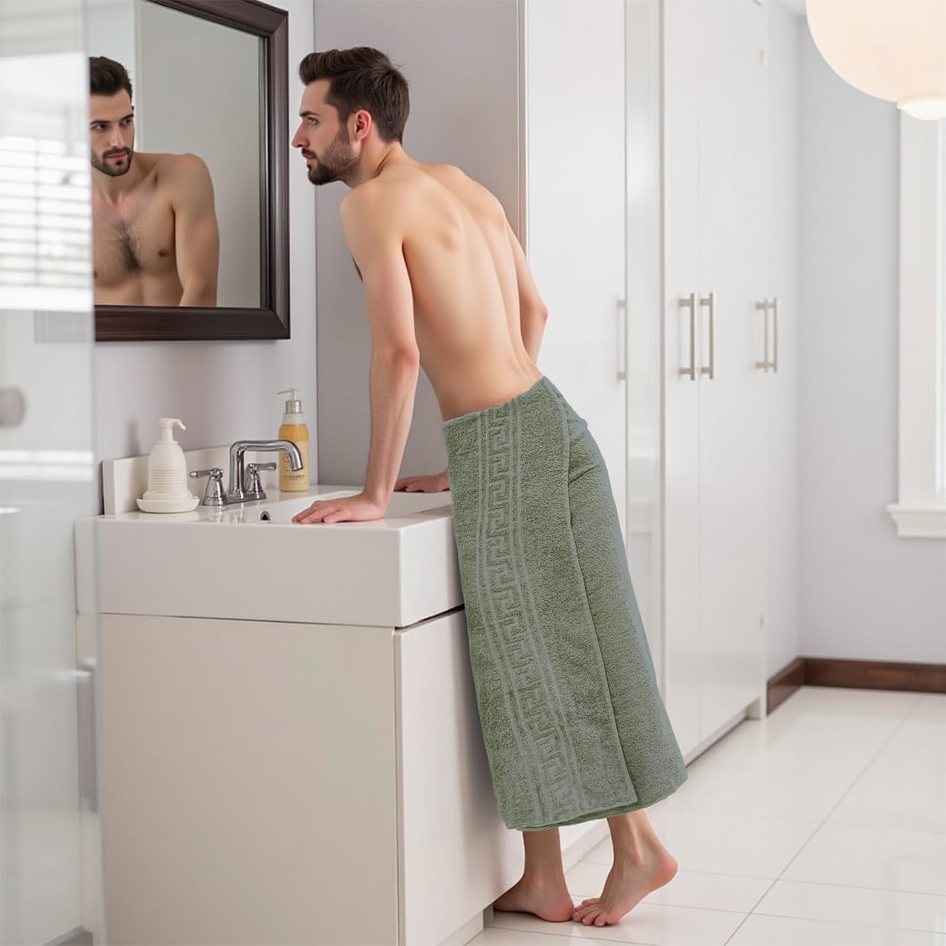 nice homeit Set 2 Asciugamano da Bagno grandi 100x150 cm – Extra Large Telo Bagno in 100% Cotone Filato ad Anello – Extra Morbido e Assorbente. MADE IN ITALY