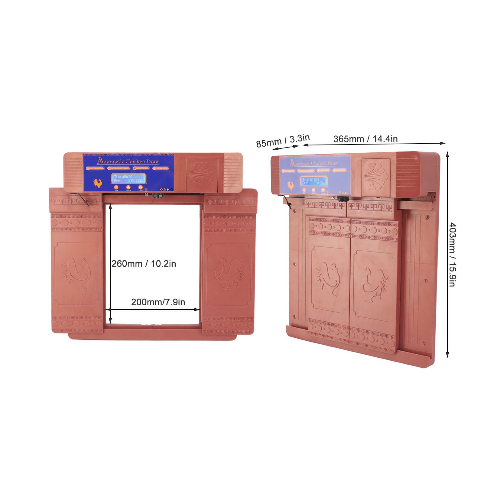 Lavishness Porta automatica per pollaio ad energia solare con timer e infrarossi (Bronzo)