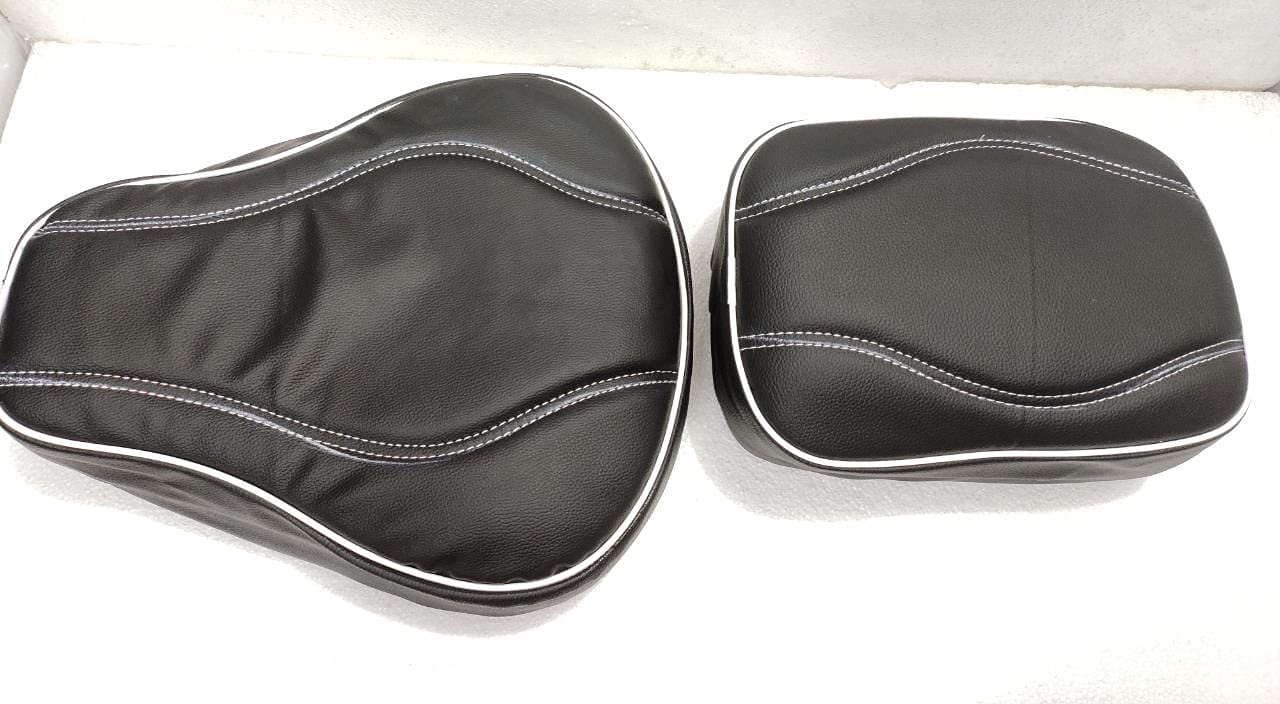 Pure Biking Stylish Seat Cover Black with White Lining Compatible Wtih RE Classic 350cc(2012-2020 Models)