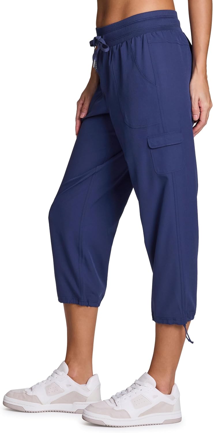 RBX Active Women's Cargo Capri Pant with Pockets Fashion Lightweight Woven with Drawstring - Image 4