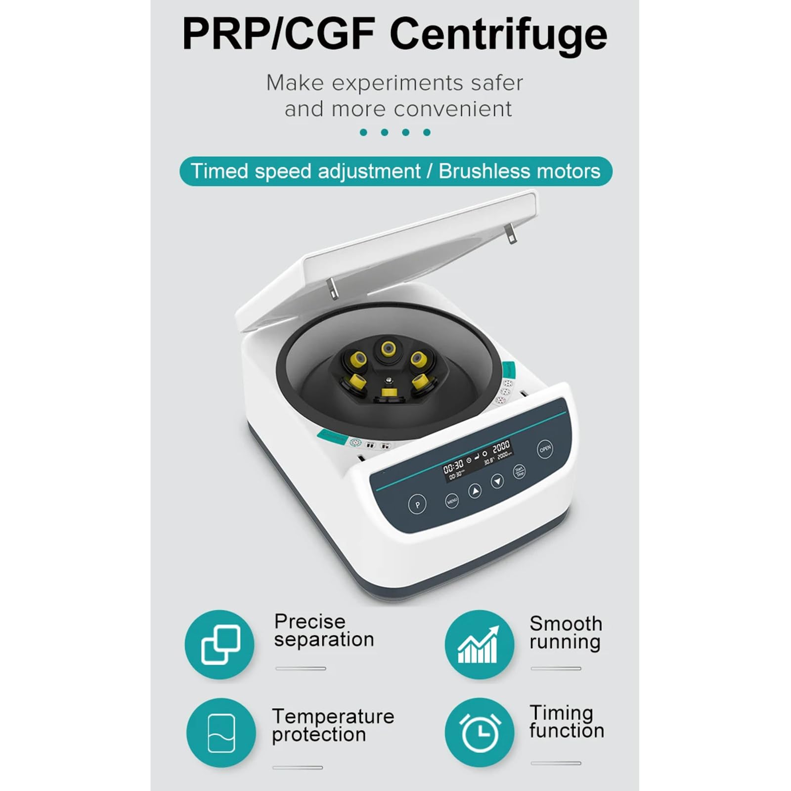 Centrífuga para Tubos de Sangre y Plasma, 4000 RPM, para Uso en Laboratorio, Compatible con Diversos Tubos de Sangre y de centrífuga.