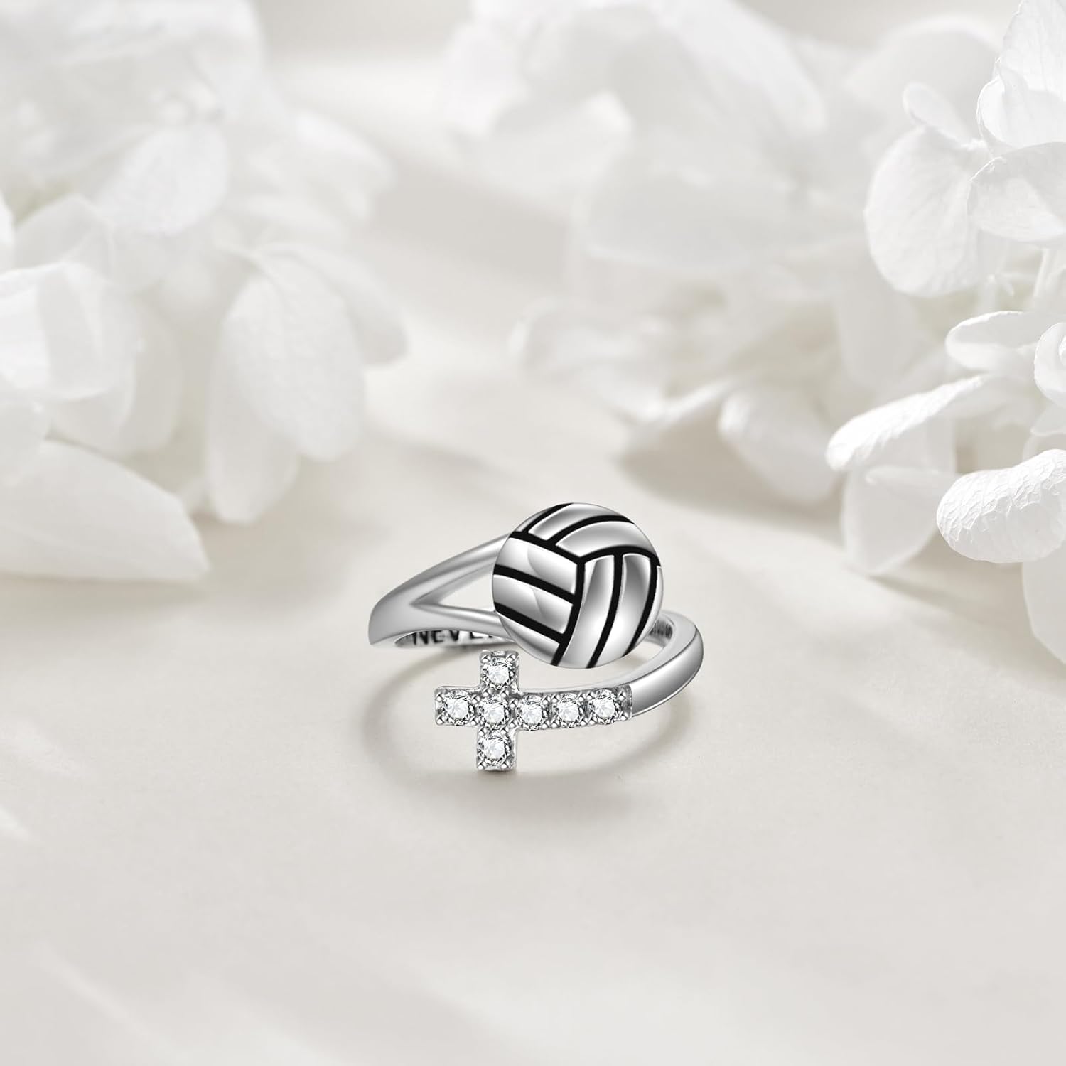 YFN Sport Ring Sterling Silver Cross Adustable Ring Never Give Up Jewelry Gifts for Women - Image 2