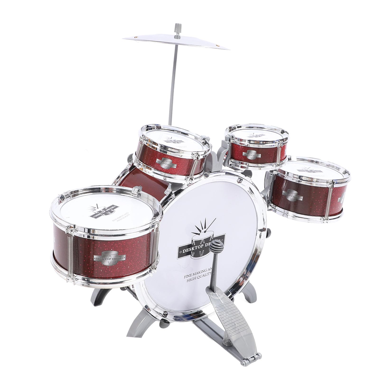 Generic Set di Batteria Jazz per Bambini, Strumento Musicale Stimolante, Giocattolo per Bambini, Materiale ABS per L'interazione di Piccoli e Genitori, 5 Tamburi per Interessi di Apprendimento