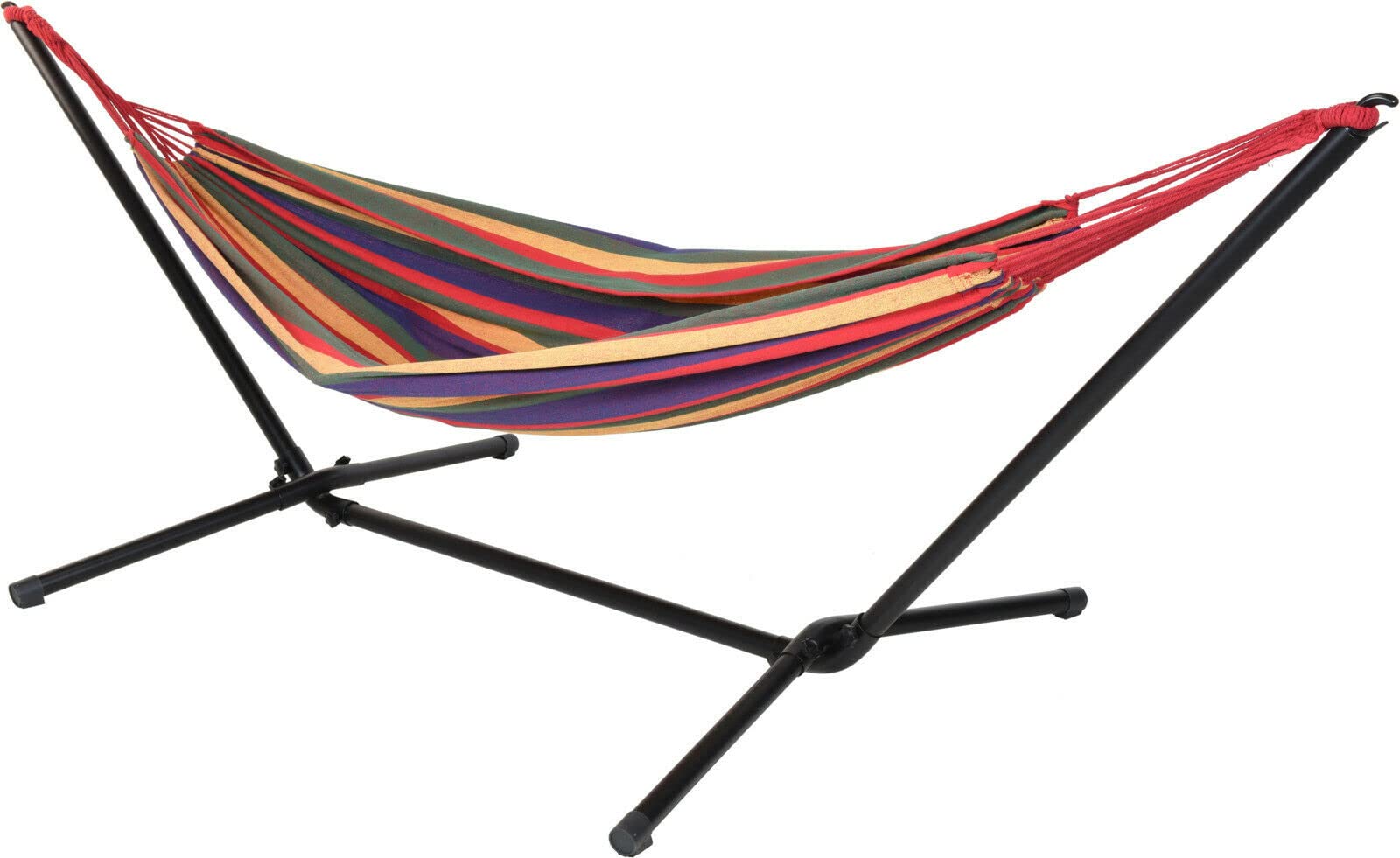Redcliffs Freestanding Hammock with Metal Stand Multicolour for Outdoor or Indoor Use,Blue / Yellow / Pink