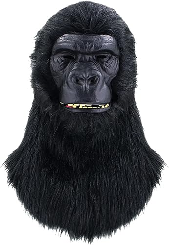 Shop Love Gorilla Mask - Máscara peluda realista de cabeza completa, mandíbula móvil, tamaño para adultos, talla única para la mayoría de adultos y