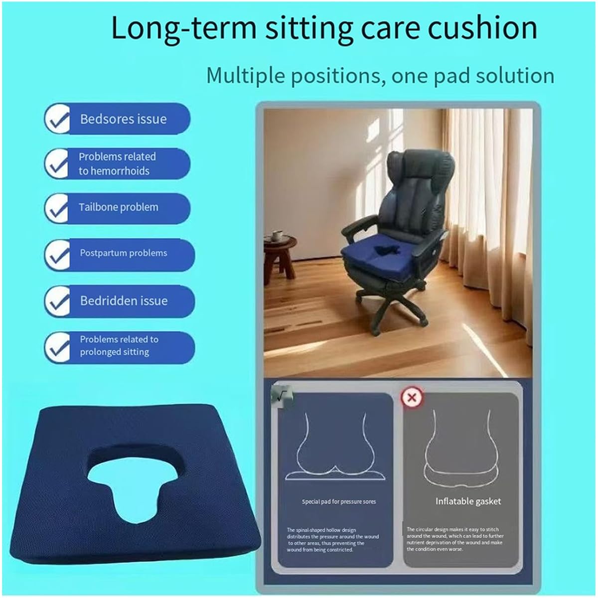 Cojin Antiescaras Cojin Silla Oficina Cojin Hemorroides Cojin Coxis Cojin Silla Ruedas Cojin Coxis Ortopedico Cojin Ergonomico Cojines para Sillas Grey