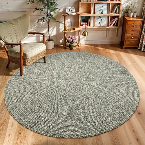 Tapete redondo trenzado 4 x 4 pies Spring Green miniatura 3