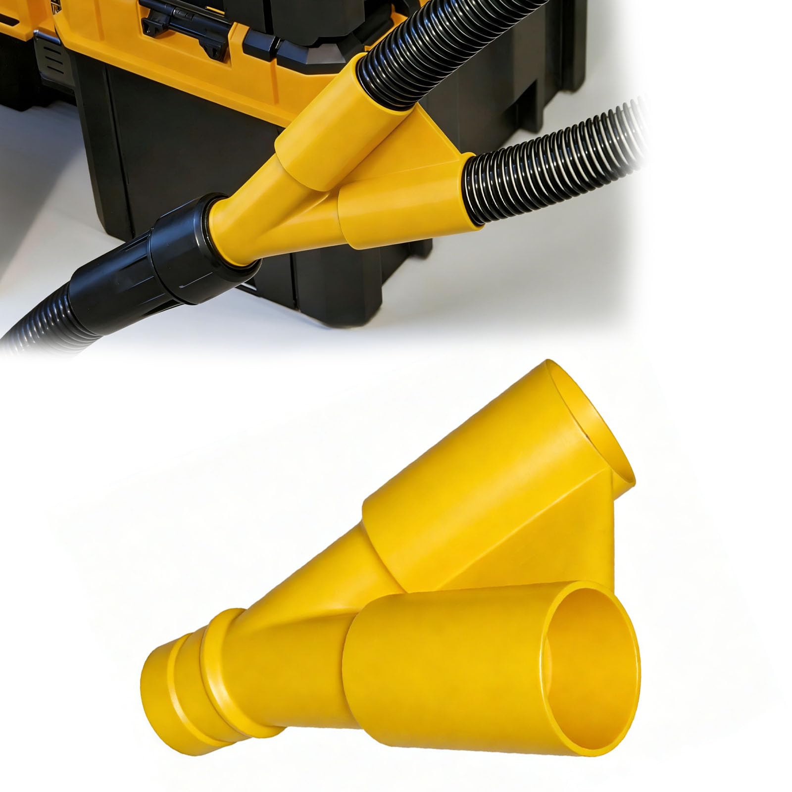 For DeWalt Y Splitter For Dual Vacuum Hoses, Compatible With DeWalt Airlock Connectors, DWV9470-XJ, Adapter Enables Two-Port To Tools (Yellow)