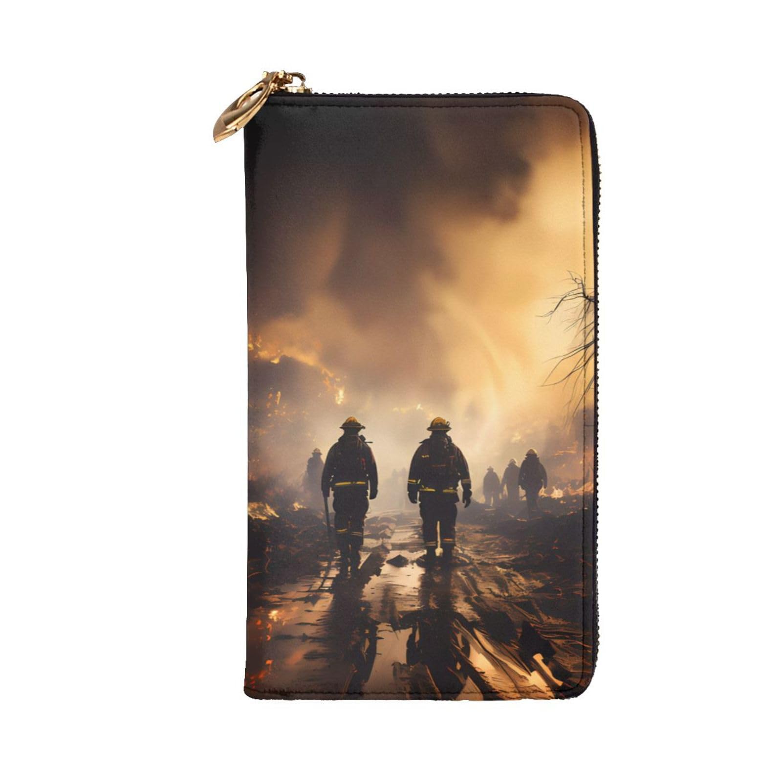 YYHHAOFA Firefighters fighting fires Printing Leather long clutch wallet : Comfortable, lightweight, waterproof, durable 7.48 x 4.13 in