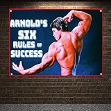 ARNOLD'S SIX RULES OF SUCCESS Man Muscular Body Tapestry Gym Decor Boxing Poster Wall Art Canvas Painting Workout Banners Flags 144X96 CM (38X57 inches)