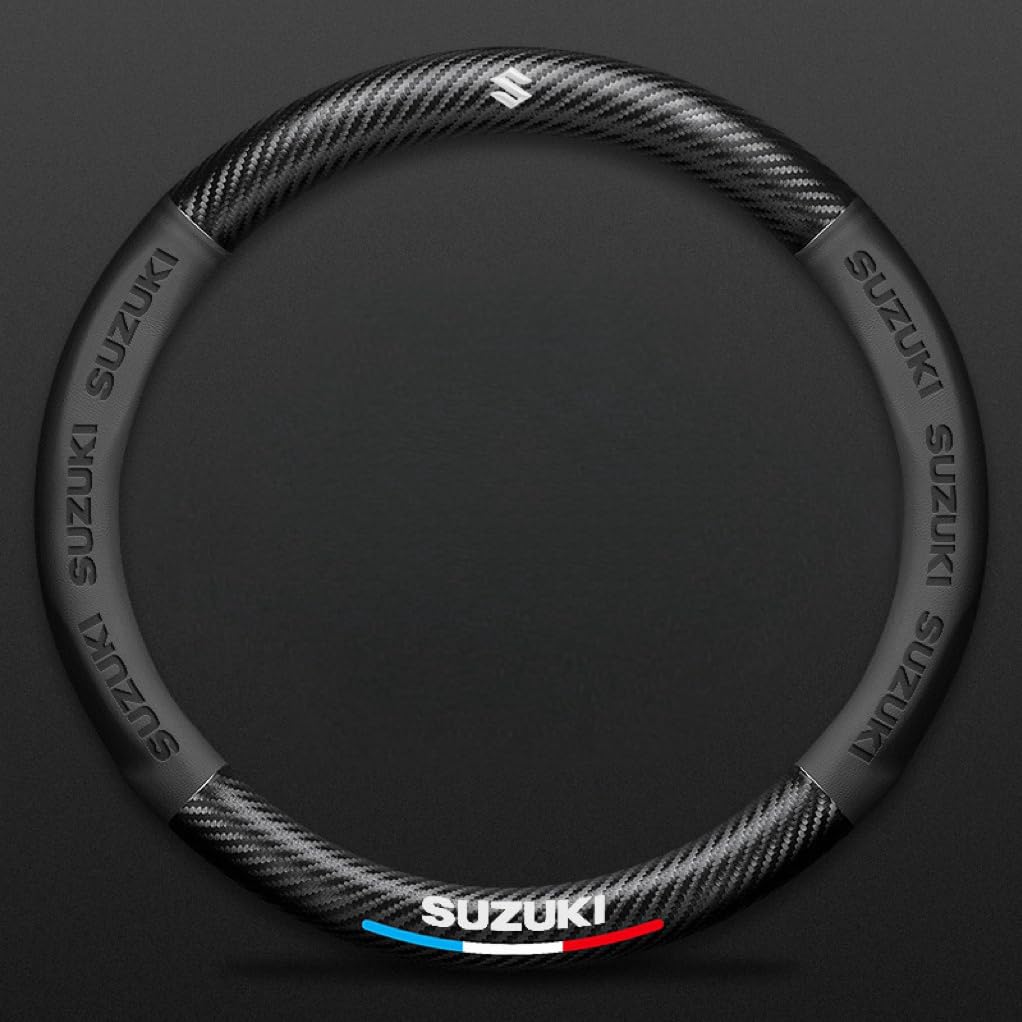 Car Steering Wheel Cover for Suzuki Jimny 5-door 2023-2025,Microfiber+Napa Leather Automotive Steering Wheel Protector Comfort Grip Anti-slip Breathable with Car Logo Emblem Interior Accessories