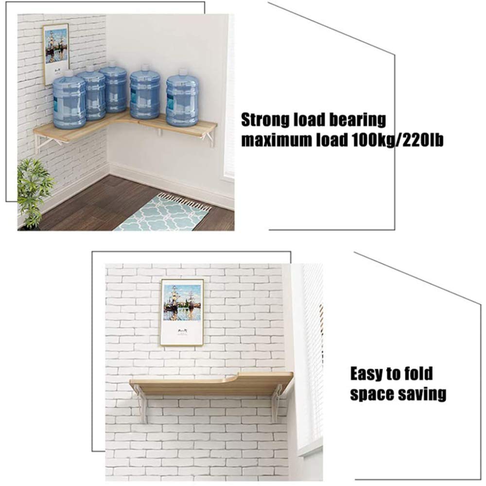 Mesa de cocina plegable montada en la pared, mesa de corte de esquina, escritorio de estudio de madera, mesa auxiliar de doble soporte, escritorio de hojas caídas para espacios pequeños