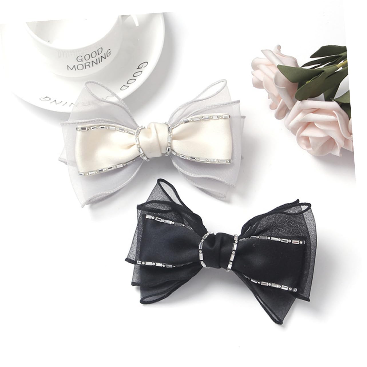 minkissy 8pezzi Fermagli Per Fiocco Con Strass Per Donne e Ragazze Accessori Eleganti Per