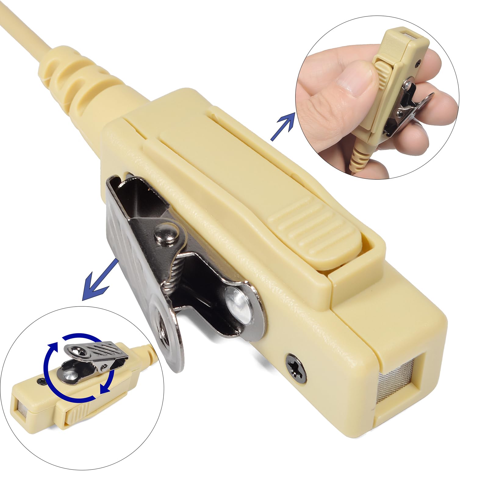 UAYESOK Słuchawki radia bezpieczeństwa do Motorola MOTOTRBO DP2400 DP2600 DP3441 DP3661 DP2000 XPR3300e XPR3500 XIR P6600 DEP550, zestaw słuchawkowy Walkie Talkie z ukrytą powietrzną rurką akustyczną PTT osłona mikrofonu (beżowa)