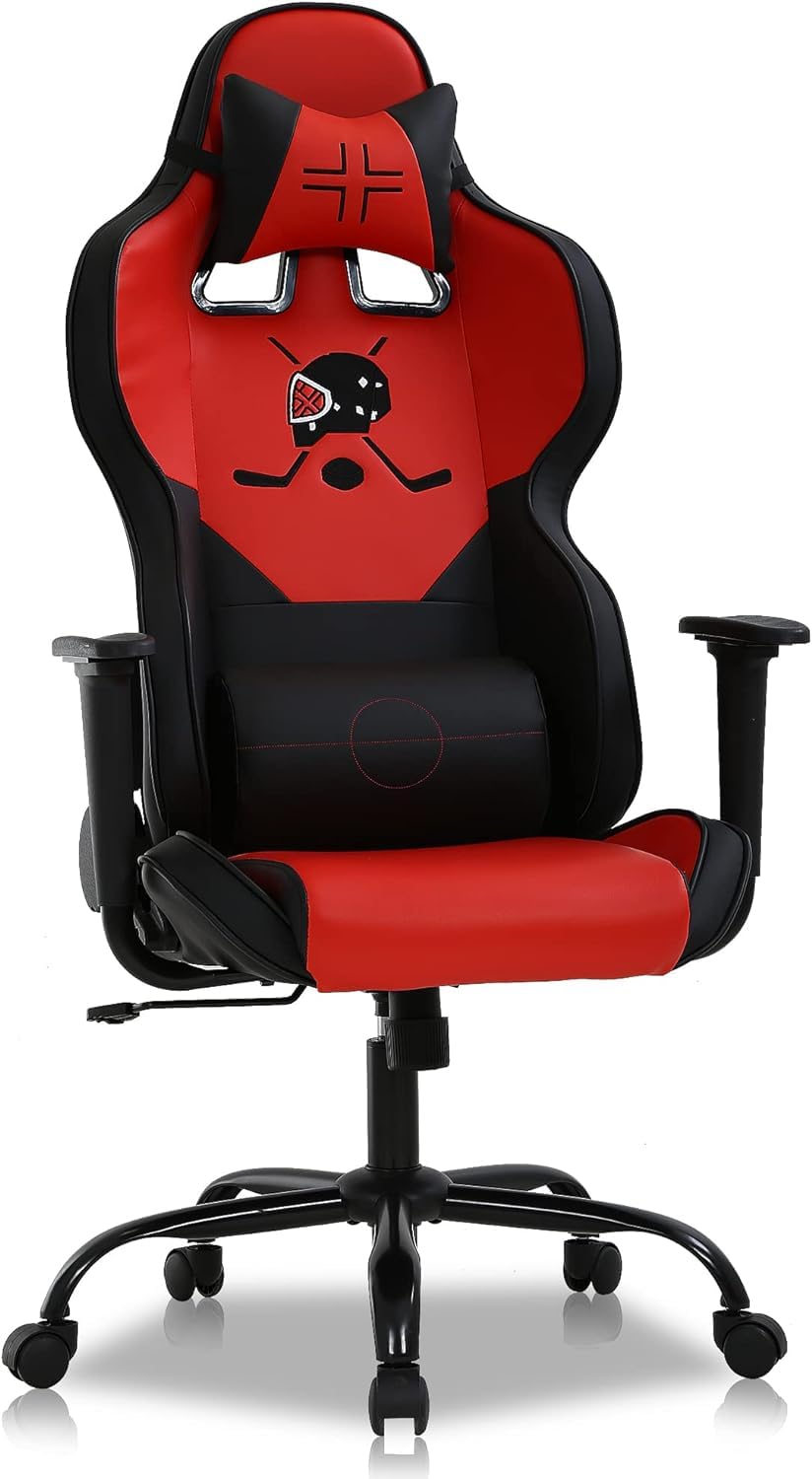PayLessHere Gaming Chair Office Chair Desk Chair with Lumbar Support Headrest Armrest Rolling Swivel PC E-Sports Hockey Racing