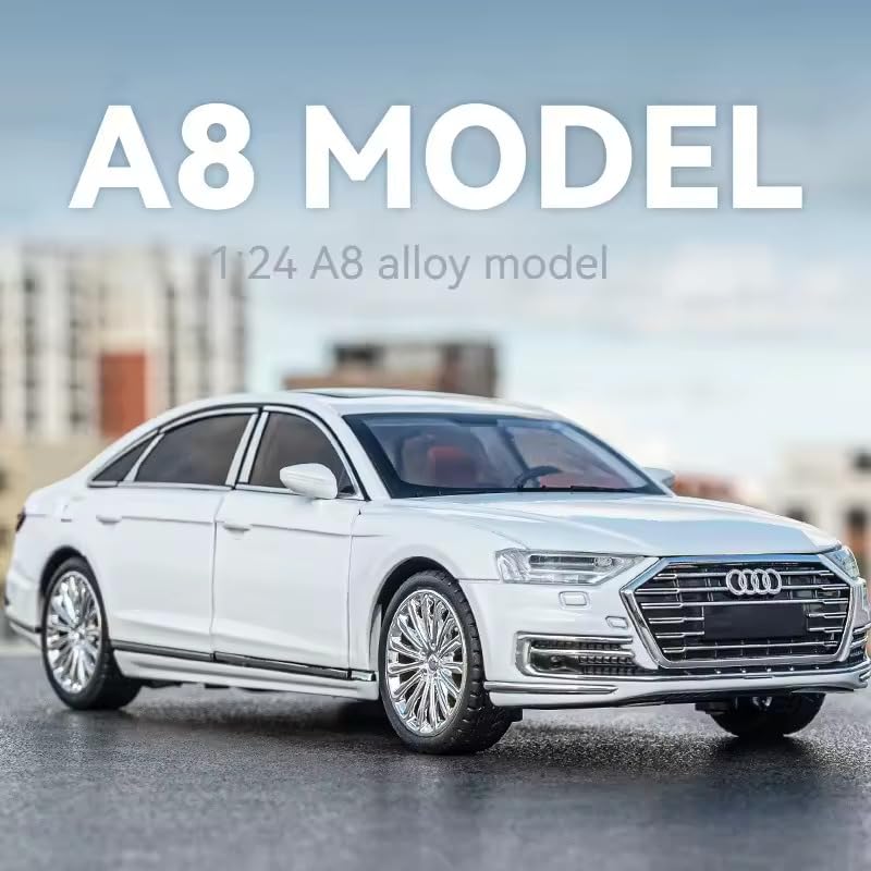 Image of Invite Enterprise 1:24 Audi A8 Luxury Car Alloy Model Car Toy Diecast Sound Light Car Toys Vehicle【Color as per stock】