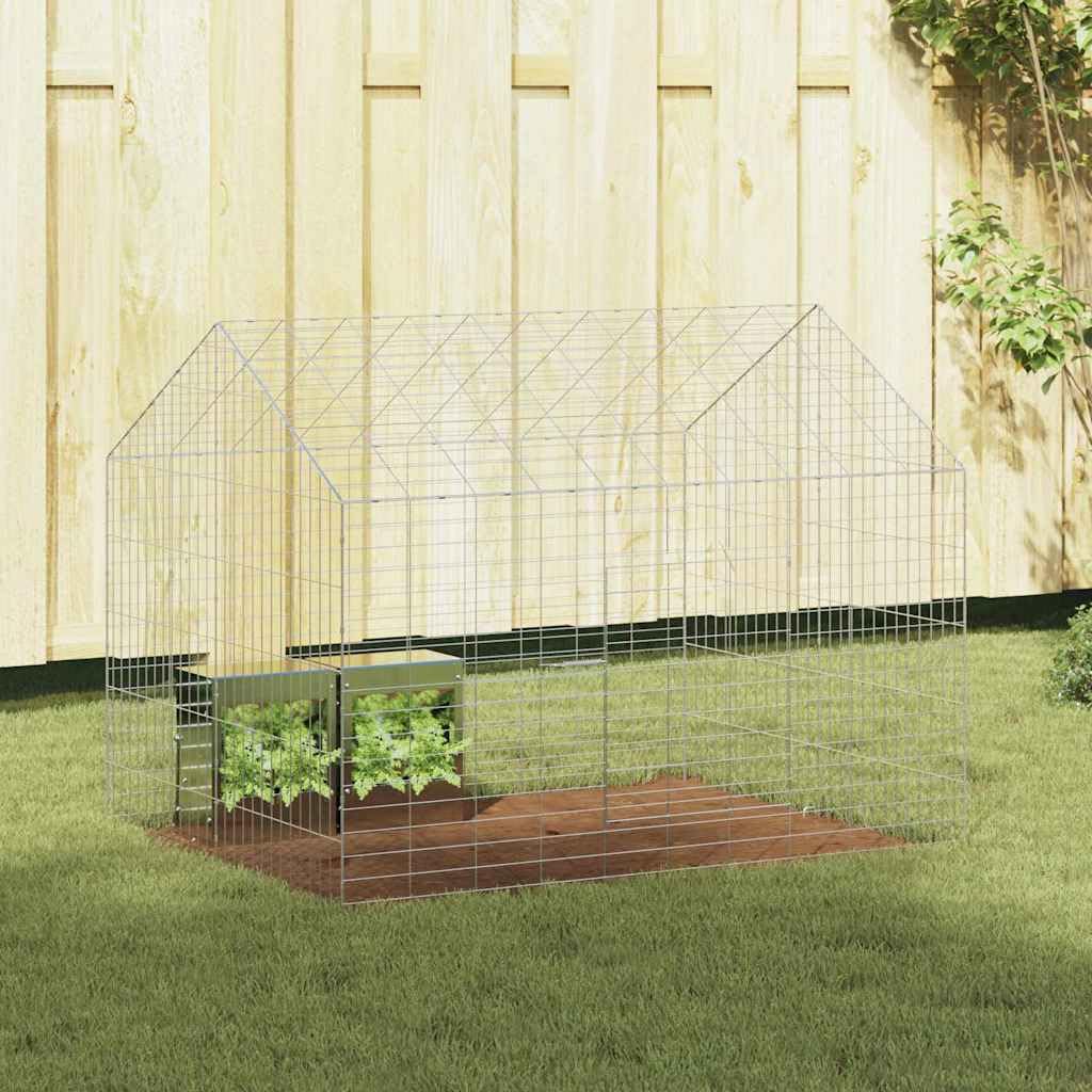 Jaula para conejos para exteriores, 100 x 78 x 78 cm, acero galvanizado, color plateado | Jaula de jardín de acero galvanizado, resistente a la intemperie y duradera para exteriores.