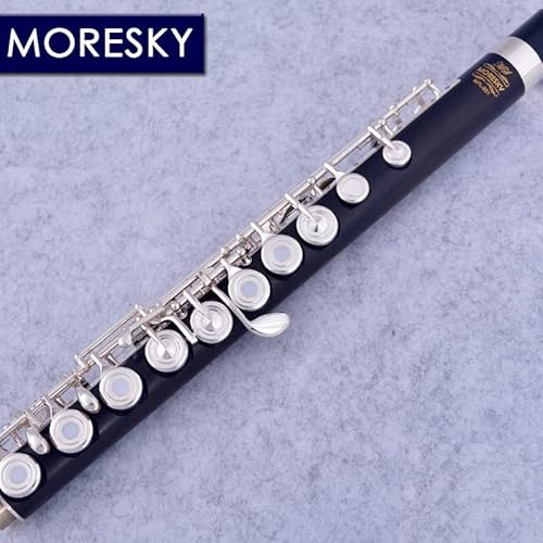 Moresky 17 Holes Ebony Flute Open Hole Silver Plated E Key Grenadilla Wood Professional Flute Mfl-201 #TOP3