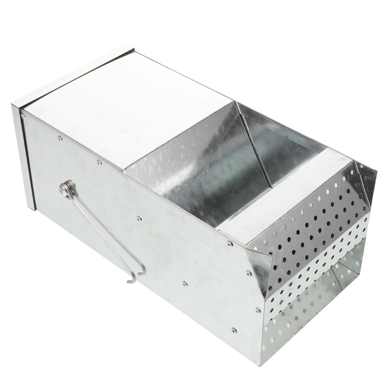Geflügelfuttertrog mit Deckel Tierfutterautomat aus Eisen 650 Ml/22 Oz Silber für Kaninchen und Hühner mit Magnetdeckel und Haken Leicht zu Reinigen