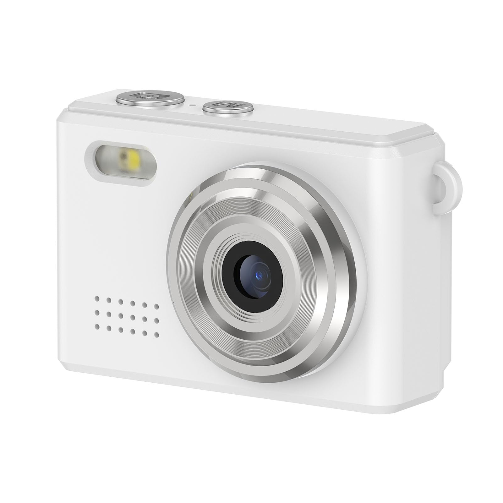 Fotocamera Portachiavi Mini, Micro Fotocamera Compatta HD 1080p con Visualizzazione LED, 6 Filtri e Luce per Registrazione, Videocamera Portatile per Studio (Bianco)