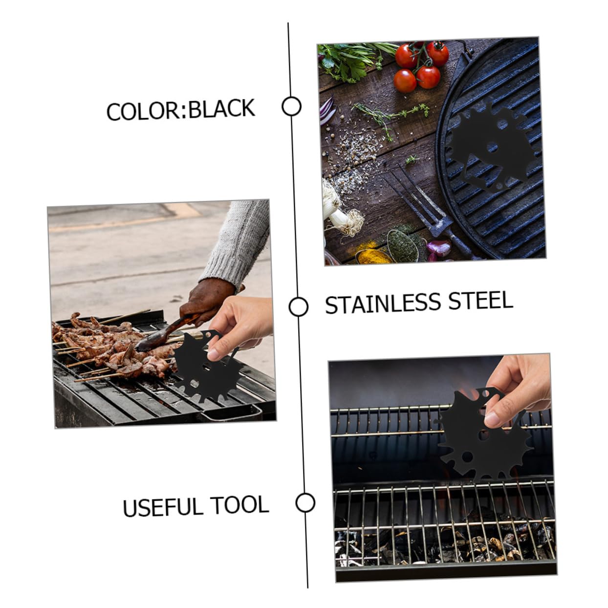 FUNOMOCYA 2pcs Stainless Steel Grill Grate Scraper BBQ Cleaner Brush for Griddle Grill Cleaning Tool