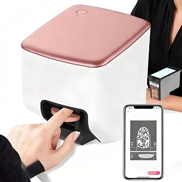 Nail Printer Nail Art Machine | Electric Mini Nail Art Printer | Portable 3D Nail Painting Machine | 1000+ Designs| 4800dpi DIY Nail Printer Control Through Mobile App for Home/Nail Salon