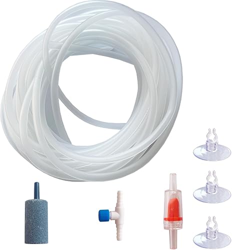 TANOMA Accesorios para bombas de aire para acuarios contiene tubos de aerolínea, válvula de control, piedras de aire, válvulas de retención, ventosas