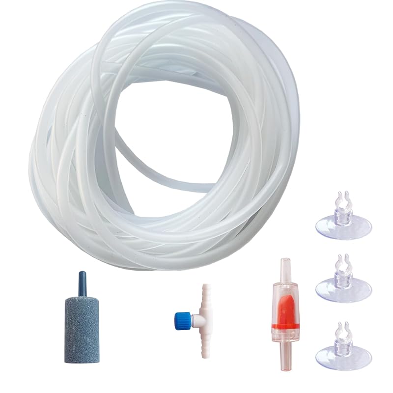 Acessórios para Bomba de Ar de Aquário TANOMA com Mangueira, Válvula, Pedra Porosa e Ventosas — 1 Kit