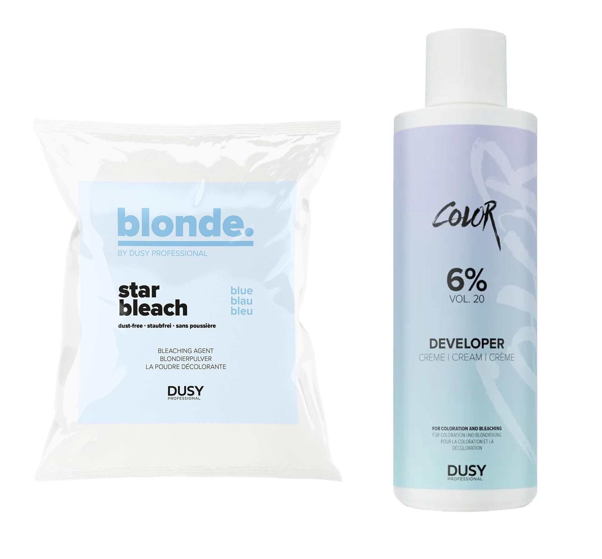 Dusy Star Bleach Blondierpulver 500g im Beutel + Dusy Professional Creme Oxyd 1000ml (6%)