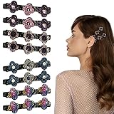 8 Pcs Sparkling Crystal Stone Braided Hair Clips, Rhinestones Hair Barrettes with 3 Clips Hair Acces