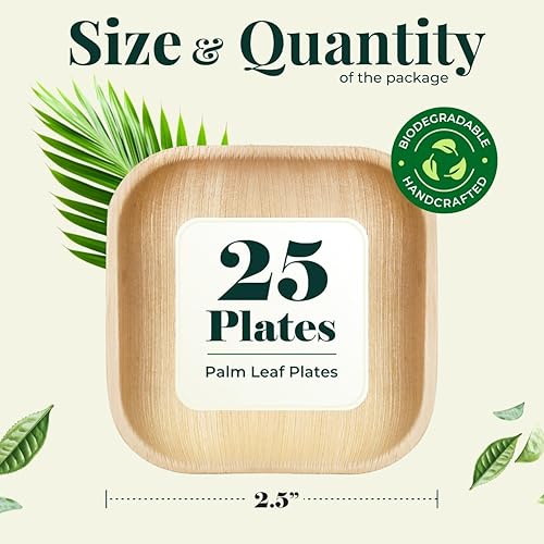 Miniatura 5 de KoalaLove - Platos de hoja de palma de 4 pulgadas, platos desechables pequeños cuadrados para fiestas, platos compostables ecológicos y